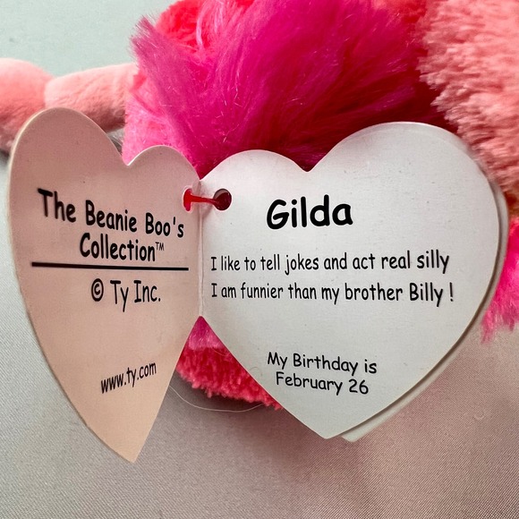 Ty Beanie Boos Gilda Flamingo Small Pink Excellent Glitter Eyes Sparkle Beak - Picture 9 of 14